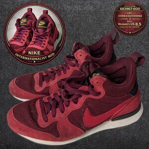 Nike Internationalist Mid Sneakers • Women’s 8.5 • Burgundy • 683967-600